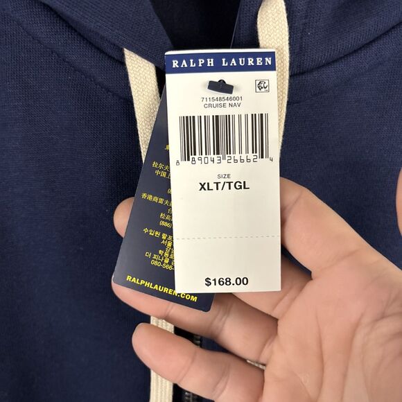 Polo Ralph Lauren Full Zip Hoodie Blue Long Sleeve Hooded Sweatshirt Sz XLT NWT - Picture 3 of 6